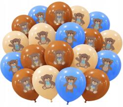 brokatove Lufik Bézs Kék Barna macikkal születésnapra baby shower Erős
