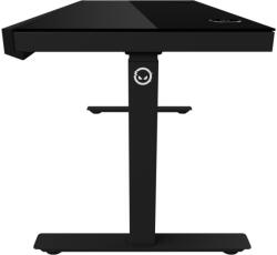 LORGAR Dual-motor sit/stand adjustable-height gaming desk with wireless charger, RGB lighting, control panel, and USB ports, solid tempered glass tabletop, black (LRG-DP80G) - ury