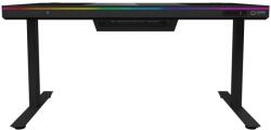 LORGAR Dual-motor sit/stand adjustable-height gaming desk with built-in PC case, wireless charger, RGB lighting, control panel, and USB ports, tempered glass tabletop, black (LRG-DE90G) - ury