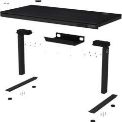 LORGAR Dual-motor sit/stand adjustable-height gaming desk with wireless charger, RGB lighting, control panel, and USB ports, solid wooden tabletop, black (LRG-DP80W) - ury