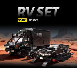  Expedíciós busz+ trailer, mustang és sportmotor építőszett (mould075)