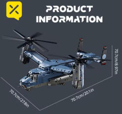  Osprey harci helikopter epitokeszlet, 1000+ darabos (mould061)