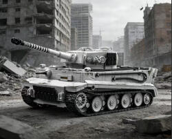  Tigris tank (2. vh német harckocsi) építőkészlet- téli álcázással (mould082)