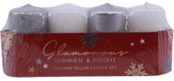 Bartek Candles gyertya Glamour - ezüst 4db 40x70mm 250g