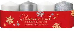 Bartek Candles oszlopgyertyák Glamour 50x70 ezüst mix 420g