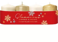 Bartek Candles oszlopgyertyák Glamour 50x70 sárga mix 420g