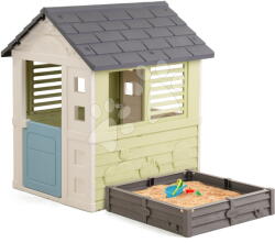 Smoby Căsuță cu nisipar și grădină Square Playhouse Life Smoby extensibilă cu 3 ferestre și 2 tobogane cu filtru UV de la 24 luni (SM810740A) Casuta pentru copii