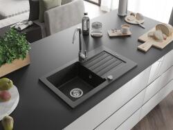 Mexen Pablo konyhai mosogató gránit 1 medence+csepegtetö+ pop up szifon 75, 2 x 43, 6 cm, fekete / arany - 6510751010-75 1 medencés (5907709194441)