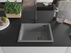 Mexen Pedro konyhai mosogató gránit 1 medence+ pop up szifon 560 x 460 mm, szürke , szifon fekete - 6508561000-71-B 1 medencés (5905315013040)