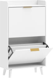HomCom Dulap pentru pantofi 12 perechi, dulap îngust cu 2 sertare rabatabile, etajere reglabile, alb | Aosom Romania (837-299V01WT) Pantofar