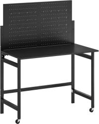 HomCom Banc de Lucru Pliabil Portabil cu Panou Perforat, Blat Gros din Lemn, Structură din Oțel, Negru | Aosom Romania (B71-088V00BK)