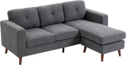 HOMCOM Colțar 192 cm în formă de L Canapea 3 locuri cu șezlong reversibil, aspect corduroy, pentru spații mici, Gri închis | Aosom Romania (83B-570V01CG)