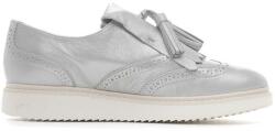 GEOX Női félcipő - D Thymar A bebújós loafer - méret 36 - ezüst metál bőr - Respira lélegző talp, rojtos díszítés, platform talp, perforált mokaszin