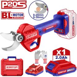 EMTOP Jobb oldali olló 1db elemmel 2.0AH, 20-30mm, szállítódoboz - ELSL203051, EMTOP