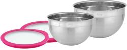 Rösle 2db tál készlet, Rösle, 20 és 24 cm, Pink Ribbon kollekció, üvegfedél szilikonnal, szorosan záródó, rozsdamentes acél, könnyen tisztítható, rozsdamentes/rózsaszín