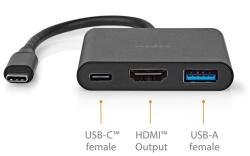 Nedis USB-C multiport adapter, dokkoló - HDMI/ USB-A / USB-C aljzat (CCGB64770BK01)