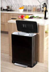 EKO E-Cube Pedálos Szemetest - 46 Liter, Dupla Rekeszes