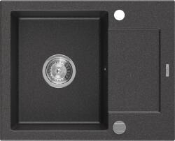 Mexen Enzo konyhai mosogató gránit 1 medence+csepegtetö+ pop up szifon 57, 6 x 46, 5 cm, fekete köhatasu - 6506571005-76 1 medencés (5907709194137)
