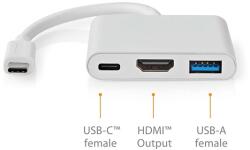 Nedis USB-C multiport adapter, dokkoló - HDMI/ USB-A / USB-C aljzat, 5 Gbps (CCGB64770WT01)
