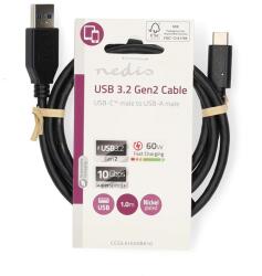 Nedis USB 3.2 Gen 1 adatkábel, USB-A dugó - USB-C dugó 60W, 10 Gbps, 1m (CCGL61650BK10)