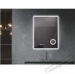  Belform Atlantis fürdőszobai tükör, 3 színű LED világítás, Páramentesítő, Érintőkapcsoló, Digitális óra, Nagyító, 60x80 cm, F energiaosztály