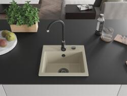 Mexen Milo konyhai mosogató gránit 1 medence+ pop up szifon 435 x 410 mm, beige, szifon fekete - 6505441000-69-B 1 medencés (5905315012821)