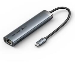 Vention Докинг станция Vention TGNHB, от USB-C към 1x USB-C(PD), 1x USB-C, 2x USB-A, 1x HDMI, 1x RJ45, сива (TGNHB)