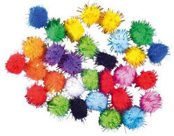 Junior Kreatív Junior csillámos pompom, vegyes, 15 mm, 30 db/csomag (137471)