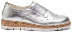 Gabor Női félcipő - ezüst bőr slip-on belecsúsztatós, parafa talp - méret 40 - fémes ezüst, valódi bőr, kényelmes utcai viselet, elegáns női cipő modell