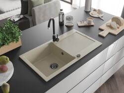 Mexen Leo konyhai mosogató gránit 1 medence+csepegtetö+ pop up szifon 900 x 500 mm, beige, szifon fekete - 6501901010-69-B 1 medencés (5905315012548)