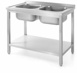  Asztal 2 mosogatóval és polccal - csavarozott, mélység: 600 mm, HENDI, Profi Termékcsalád, 1000x600x(H)850mm (811887)
