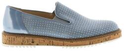 Gabor női bőr espadrilles - belebújós félcipő szegecsekkel - méret 36 - kék természetes bőr, kényelmes parafa talp, elegáns és modern nyári női lábbeli