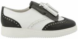 GEOX Női félcipő - D Thymar A kiltie brogue loafer - méret 36 - fehér/fekete bőr - Geox Respira légáteresztő talp, kényelmes utcai viselet, elegáns cipő