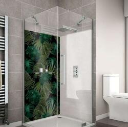 Wallplex fürdőszobai dekorpanel Fekete pálmalevelek 90 cm x 200 cm