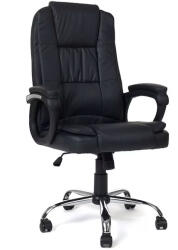 Quasar & Co Irodai szék, Quasar & Co. ®, Kappa modell, ergonomikus, állítható magasságú, hintarendszer, 5 forgókerék, króm talp, organikus bőr, fekete