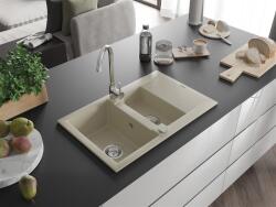 Mexen Gaspar konyhai mosogató gránit 1, 5 medence+csepegtetö+ pop up szifon 737 x 475 mm, beige - 6507731505-69 1, 5 medencés (5907709194175)