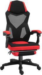 Vinsetto ergonomikus dönthető irodai szék lábtartóval, fekete és piros