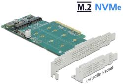 Delock PCI Express x8 kártya - 2 x belső NVMe M. 2 Key M - elágazás - alacsony profilú formatényező (89045) - pepita