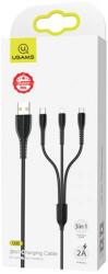 USAMS USB Lightning + Micro USB + USB Type C Átalakító Fekete 1m SJ367USB01 (SJ367USB01)