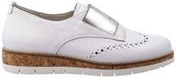 Gabor női félcipő - Elegáns slip-on utcai cipő - méret 37 - Fehér ezüst, nappa bőr, perforált díszítés, parafa talp, kényelmes bőr belső, casual stílus