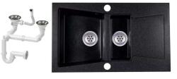 EOS Laneo Locarno - Dupla Medencés Gránit Mosogató - 87x51.5 cm - Fekete