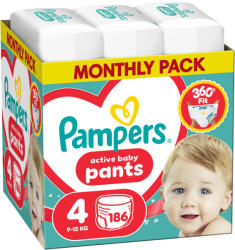 Pampers Scutece - chiloțel Pampers Active Baby - Mărimea 4, 9-15 kg, 186 buc (1100053078)