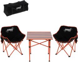 Garden Line Set Masă Pliabilă Camping Gardenline cu Geantă de Transport + 2 Scaune - Negru (LEZ6334)