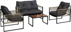Outsunny Set de Mobilier de Gradina din 4 Piese PE Rattan cu Canapea Dubla, Fotoliu si Masuta de Cafea din Sticla, 106x70x72 cm
