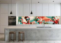 Wallplex konyhahátfal Pink Flamingo