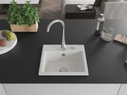 Mexen Milo konyhai mosogató gránit 1 medence+ pop up szifon 435 x 410 mm, fehér - 6505441000-20 1 medencés (5907709193994)
