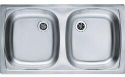 Alveus Basic 160 Leinen kétmedencés konyhai mosogató, 78x43, 5 cm, csepegtetőtálca nélkül, inox