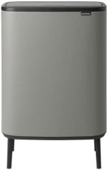 Brabantia Bo Touch Bin Hi szelektív hulladékgyűjtő Soft-Close fedéllel, magasított, lábakon álló, műanyag tartály, XXL, 2x30L - O méret, acél, betonszürke ásványi textúra - 130663 (BR130663)