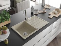 Mexen Bruno konyhai mosogató gránit 1 medence+csepegtetö+ pop up szifon 795 x 495 mm, beige - 6513791010-69 1 medencés (5907709194656)