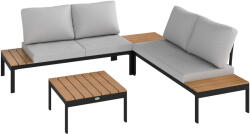 Outsunny Set Mobilier de Grădină din 4 Piese, cu 2 Canapele și 2 Măsuțe de Cafea, 141x64x62 cm, Lemn Natural